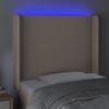 vidaXL LED posteljno vzglavje kapučino 93x16x118/128 cm umetno usnje