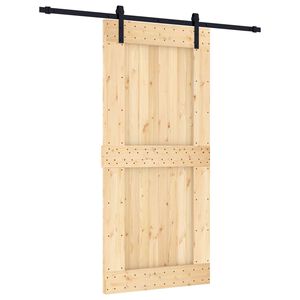 vidaXL Drsna vrata Naravna in črna 95 x 210 cm Masiven borov les