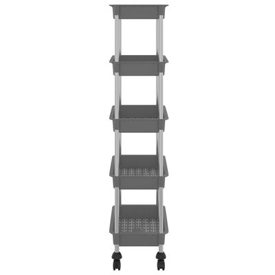 vidaXL 5-nadstropni kuhinjski voziček siv 42x29x128 cm železo in ABS
