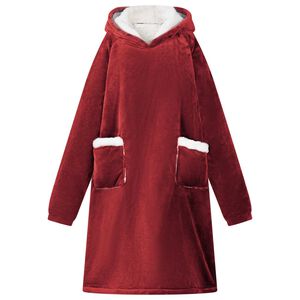 vidaXL Odeja s kapuco Bordeaux rdeča M Flis in flanel