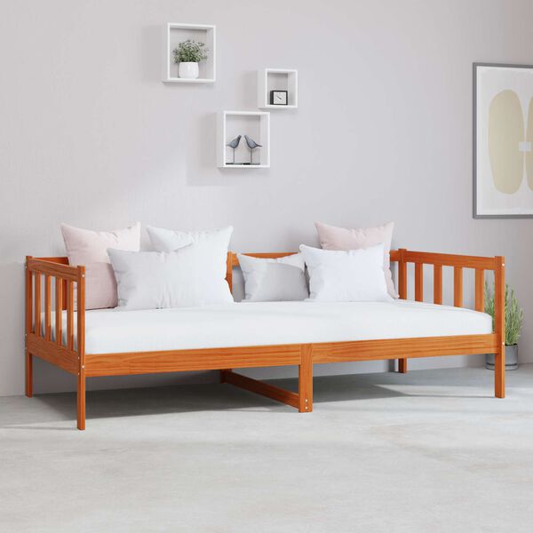 vidaXL Dnevna postelja z vzmetnico Voskan Rjav in Bel 90 x 200 cm