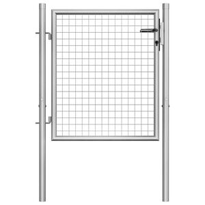 vidaXL Vrtna vrata iz pocinkanega jekla 105x75 cm srebrne barve