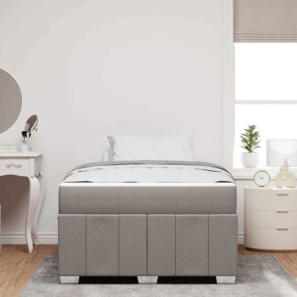 vidaXL Konstrukcija postelje z vzmetnico Taupe 120 x 200 cm blago