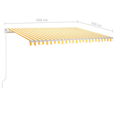 vidaXL Avtomatska tenda LED + senzor 4,5x3,5 m rumena in bela