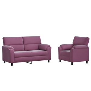 vidaXL Kavčna garnitura 2 pcs Vijolična Žamet