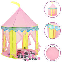 vidaXL Otroški šotor za igranje z 250 žogicami roza 100x100x127 cm