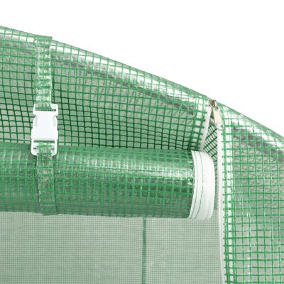 vidaXL Rastlinjak z jeklenim ogrodjem zelen 12 m² 6x2x2,85 m