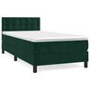 vidaXL Box spring postelja z vzmetnico temno zelen 90x190 cm žamet