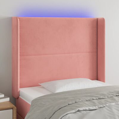 vidaXL LED posteljno vzglavje roza 103x16x118/128 cm žamet