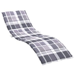 vidaXL Blazina za ležalnik siva karo 200x50x3 cm oxford tkanina