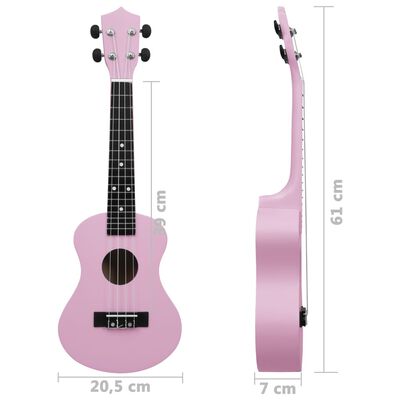 vidaXL Otroški ukulele soprano s torbo roza 23"