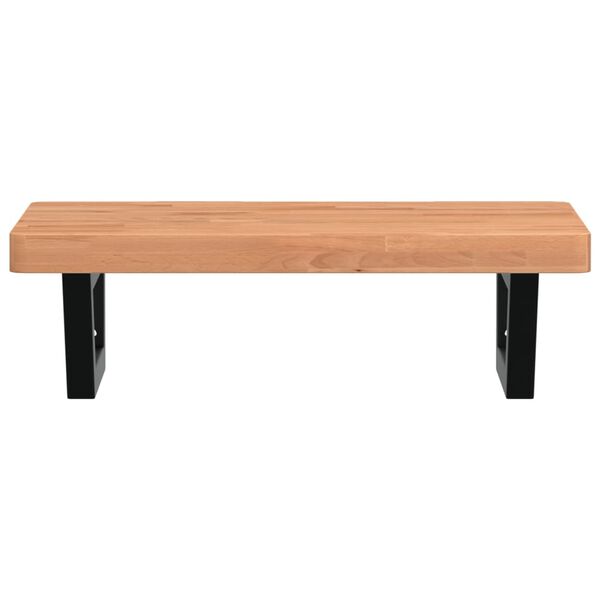 vidaXL Stenska polica za umivalnik jeklo in trdna bukovina