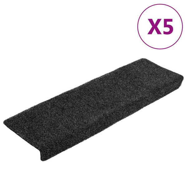 vidaXL Preproge za stopnice samolepilne 5 kosov 65x21x4 cm temno sive pravokotne robove