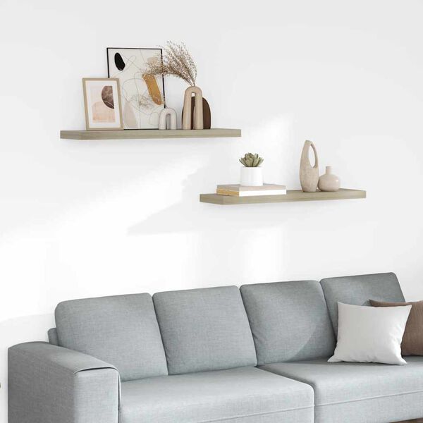 vidaXL Stenske police 2 kosa barva hrasta 90x23,5x3,8 cm MDF