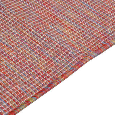 vidaXL Zunanja preproga ploščato tkanje 100x200 cm rdeča