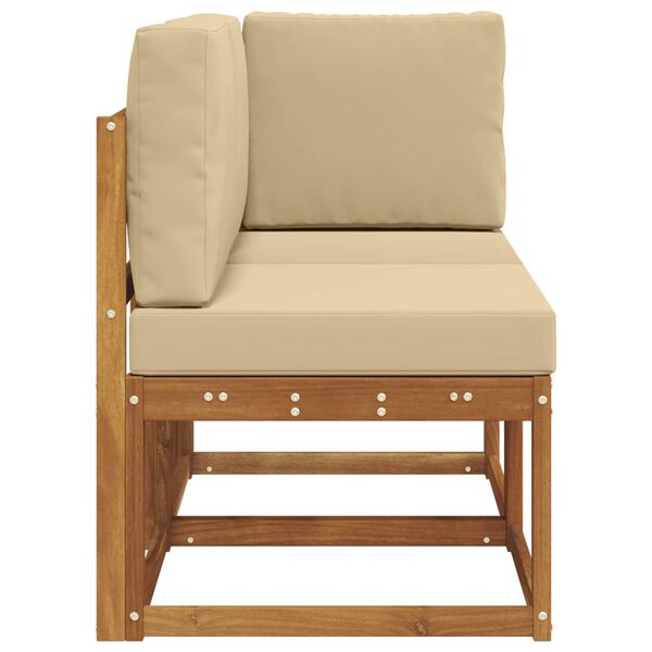 vidaXL Zunanji srednji in kotiček kavč z blazino 2 Kos Naravna in bež