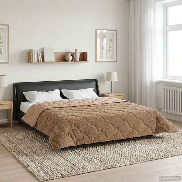 vidaXL Zimska posteljnina Taupe 220 x 260 cm Mikrofibra in Teddy flis
