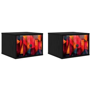 vidaXL Stenska nočna omarica HEESCH 2 kos Črni hrast 36 x 33 x 25 cm