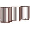 vidaXL Pasja vrata z vrati, zložljiva, 6 panelov, rjava, 300 cm, topolov les