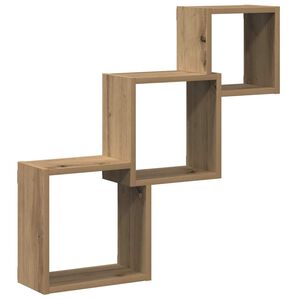 vidaXL Stenske police v obliki kocke hrast 68x15x68cm inž. les