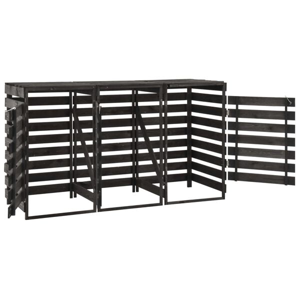 vidaXL Trojna lopa za smetnjake 210x75x121 cm barvana trdna borovina