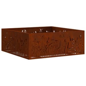 vidaXL Kamin za ogenj Rjav 80 x 80 x 30 cm Vremensko odporno jeklo
