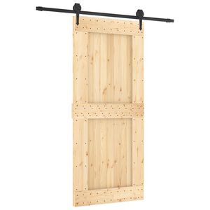 vidaXL Drsna vrata Naravna in črna 90 x 210 cm Masiven borov les