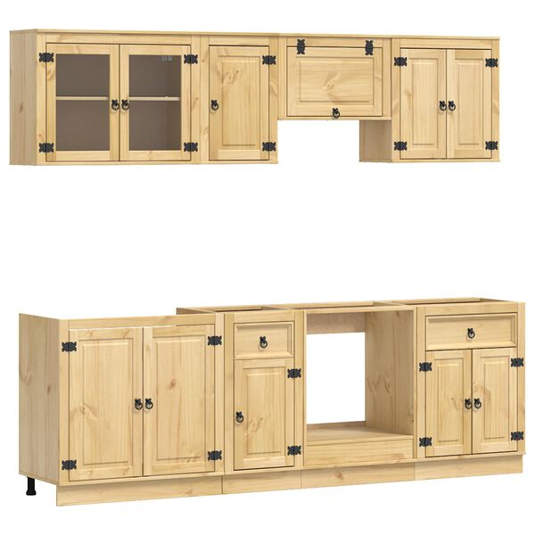 vidaXL Za omarice s predalom SKI 8 pcs Medeno Rjava Masivno borovo les