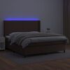 vidaXL Box spring postelja vzmetnico LED rjava 180x200 cm umetno usnje