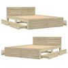 vidaXL Posteljni okvir z vzglavjem sonoma hrast 135x190 cm inž. les