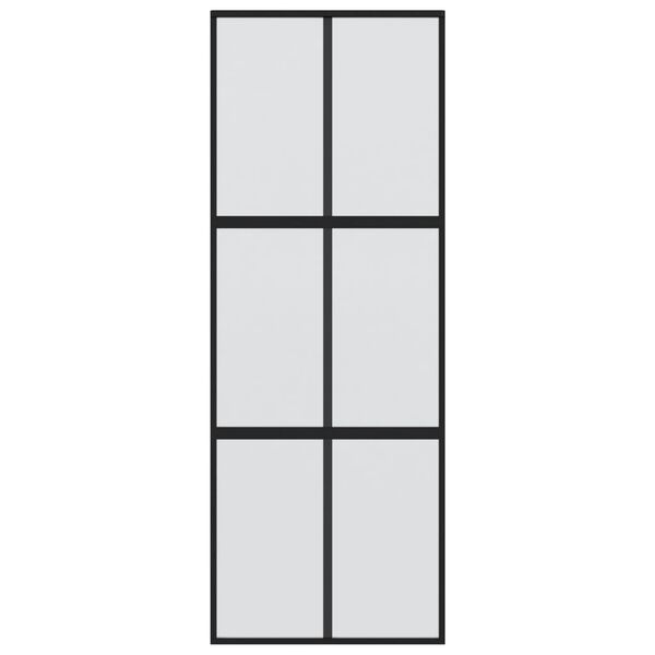 vidaXL Drsna vrata črna 90x205 cm kaljeno steklo in aluminij