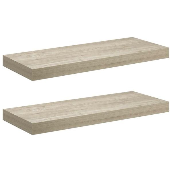 vidaXL Stenske police 2 kosa barva hrasta 60x23,5x3,8 cm MDF