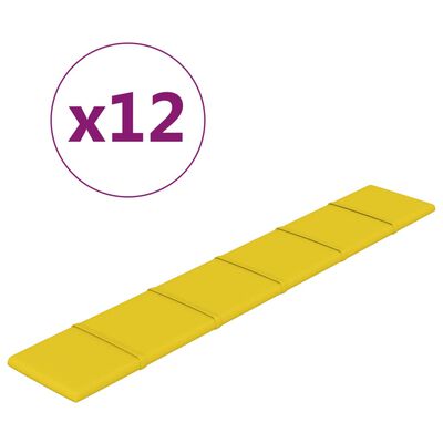 vidaXL Stenski paneli 12 kosov rumeni 90x15 cm blago 1,62 m²