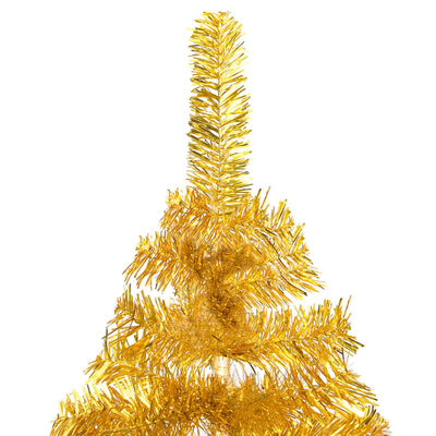 vidaXL Umetna osvetljena novoletna jelka z bunkicami zlata 120 cm PET