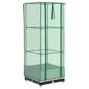 vidaXL Visoka greda s prevleko za rastlinjak videz ratana 40x40x123 cm