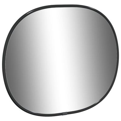 vidaXL Stensko ogledalo črno 30x25 cm