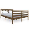 vidaXL Posteljni okvir medeno rjav 135x190 cm trden les
