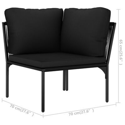 vidaXL Vrtna sedežna garnitura z blazinami 3-delna črna PVC