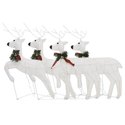 vidaXL Božični severni jeleni 4 kosi beli 80 LED akril