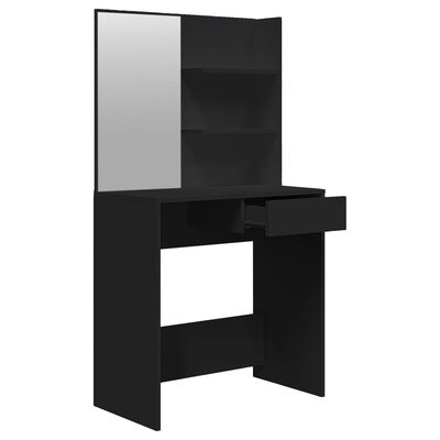 vidaXL Toaletna mizica z ogledalom črna 74,5x40x141 cm