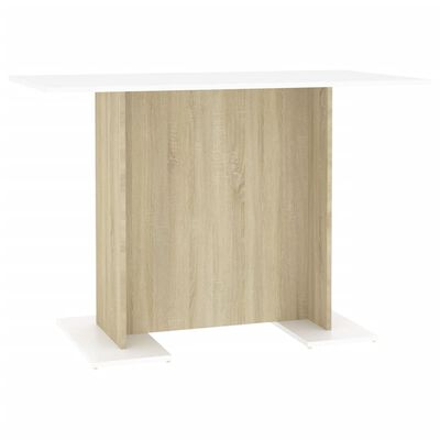 vidaXL Jedilna miza bela in sonoma hrast 110x60x75 cm iverna plošča