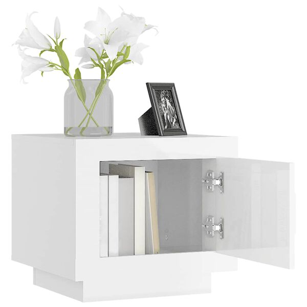 vidaXL Klubska mizica visok sijaj bela 51x50x45 cm konstruiran les