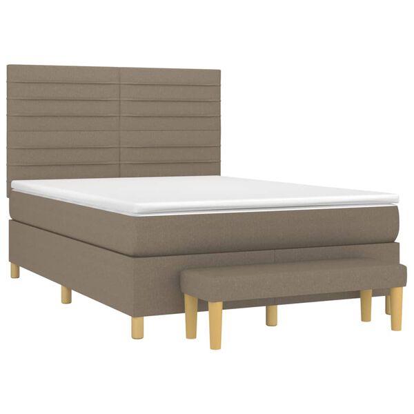 vidaXL Box spring postelja z vzmetnico taupe 140x190 cm blago