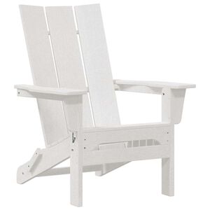 vidaXL Zložljiva Adirondack stol Bela 80,5 x 74,5 x 92 cm HDPE