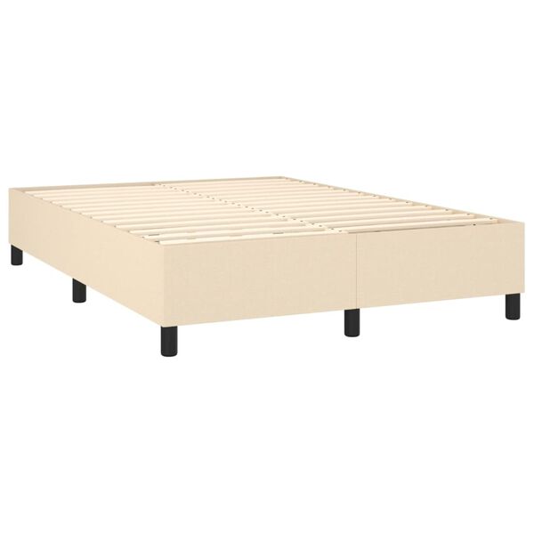 vidaXL Box spring postelja z vzmetnico krem 140x190 cm blago