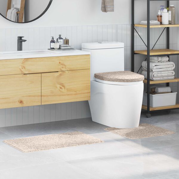 vidaXL Set protidrsnih kopalnih preprog 3 pcs krema PP