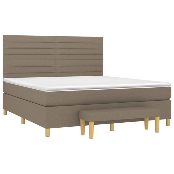 vidaXL Box spring postelja z vzmetnico taupe 180x200 cm blago