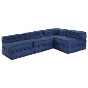 vidaXL Modularna sedežna enota Blago Indigo 210 x 140 x 56 cm