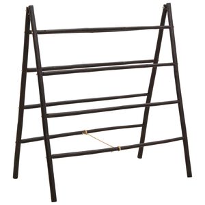 vidaXL Dvojna lestev za odeje Črna 90 x 50 x 100 cm Bambus