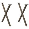 vidaXL Noge za jedilno mizo v obliki črke X, 2 kosa, naravno jeklo, 70 x (72-73) cm, jeklo